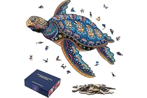 Cacilie Holzpuzzles für Erwachsene und Kinder,Einzigartige Tierförmige Holz-Puzzle,Schöne Geschenkverpackung,Puzzle aus Tierteilen (20.8 * 30.0cm-200 Stück) (Schildkröte)