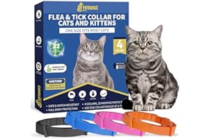 YOTANGO Collier Anti Puces pour Chat, 4 Pièces Collier Anti Tique Chat, Collier Anti Puce Chat, 32 Mois de Protection Collier Anti Puces et Tiques Pour Chats de Toutes Tailles-Rose, Orange, Noir, Bleu