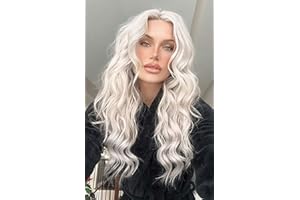 VEBONNY 613 Lace Front Curly Wig Synthetic Hair, Platinblondes langes welliges lockiges Haar mit mittigem Scheitel 55.9cmVEBONNY-040-NEU
