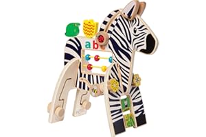 Manhattan Toy Safari Zebra Jouet d'activité en bois pour tout-petits