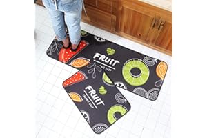 Ruucy Kitchen Mats Set 2 Piece, Non Slip Absorbent Kitchen Rugs, Washable Kitchen Floor Mat And Rug Hallway Runner, 40 x 120 cm + 40 x 60 cm