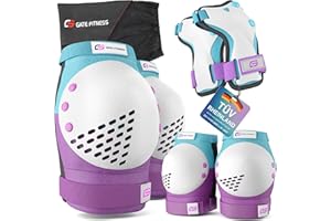 GATE FITNESS® Protektoren Set für Kinder & Erwachsene - Schutzausrüstung Set [6 Teilen] Knieschützer mit Handgelenkschoner und Ellenbogenschützer für Inline Sport - Schutzausrüstung Set für Kinder