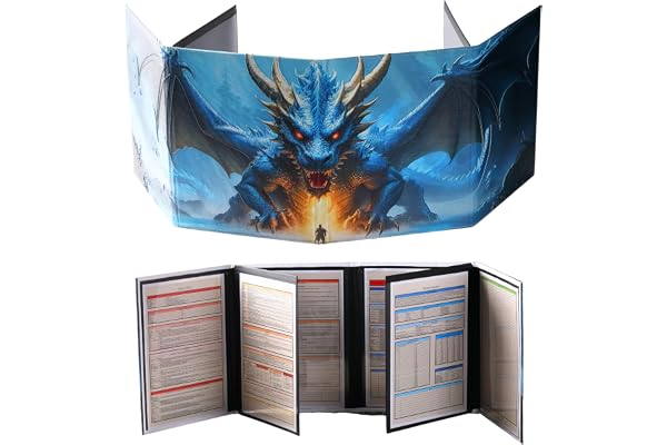 DND DM Paravent 8 Panneaux avec Tissu imperméable gaufré 2 Poches effaçables à l'eau et Feuille de triche Dungeon Master Accessoires Donjons et Dragons 5e GM Écran D&D Terrain Cadeau Dungeon Master