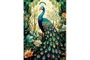 DOMROM Paon Diamond Painting, Animal Peinture Diamant Adulte, Diamant Painting Kit Complet, 5D Enfants Broderie Diamond Artisanat Strass de Croix Cristal Painting pour Décoration Murale 30x40cm