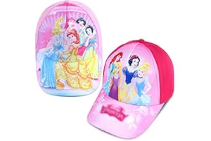 AWOUSUE 2 Pezzi Cappello Principesse Bambina, Cappello con Visiera Principesse Bambine, Berretto da Baseball per Ragazze, Baseball Regolabile Cappello, Cappellino Bambina con Visiera Protettiva