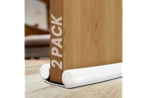 VOLILA Draft Excluder for Doors 86cm / 34 inch - 2 Pack Under Door Draught Excluder, Double Sided Door Draft Stopper- Energy Saving & Sound Proofing (White)