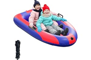 QPAU Inflatable Snow Sled, Heavy Duty Snow Tube with Reinforced Handles, Winter Toys Gifts Sleds for Kids Boys Girls, Toboggan for Outdoor Sledding