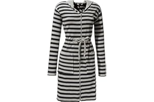 Erwin Müller Leichtfrottier Damen Bademantel mit Kapuze | Leichter Morgenmantel | Saunamantel | mit Reißverschluss und Durchzugskordel | zwei Taschen