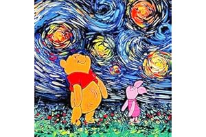 POENOEN Winnie The Pooh Diamond Painting Kit per Bambini DIY 5D Completo Pittura Diamante Kit per Adulte Pietra Rotonda Diamant Painting per Casa Decorazioni Natale 30x30cm