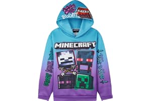 Get Trend Minecraft-huvtröja för pojkar och tonåringar, långärmad speltröja | Grafisk tröja med huva, två sidofickor, ribbade manschetter och fåll, mjuk fleece-liknande interiör, present till pojkar