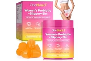 ZOXPM Probiotiques Gummies pour Femmes, Flore Intime Gummies Saveur Ananas, avec Orme Rouge, Support pH et Immunité, Flore intestinale, 60 Gummies