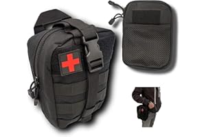 SECUENOR Trousses de secours militaire (vide) tactique lot de 2 sacs de survie compacts solides pratique se fixe à la ceinture pratique pour toutes activités airsoft randonnée first aid