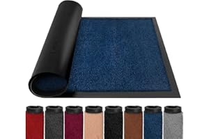 BLADO Door Mats Indoor Outdoor Heavy Duty Dirt Trapper - Non Slip Washable Door Mat with Rubber Backing Super Absorbent Floor Mat for Home, Offices (40cm x 60cm, Dark Blue)