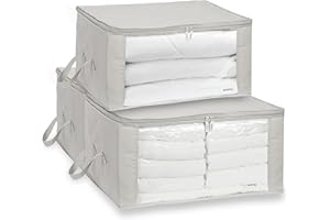 4CONVY Scatole per Armadio con Cerniera - [2024 MATERIALE AGGIORNATO] Materiale Oxford Resistante - Senza Scheletro – Contenitori per Armadio per Vestiti, Trapunte – Organizzatore Pieghevole 3x90L