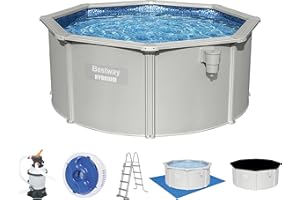 Bestway Hydrium - Piscina de Pared de Acero con Filtro de Arena, diámetro de 300 x 120 cm, Gris, Redonda