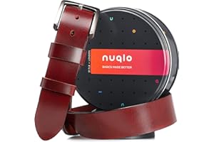 NUQLO Cintura Uomo Pelle vera | No Logo | Cuoio di prima scelta | Fibbia in metallo spazzolato | Resistente all’usura e ai graffi