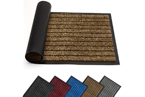 AMEHA Door Mat Indoor & Outdoor Brown 40x60 Cm Heavy Duty Rubber Door Mats Dirt Trapper Non Slip Washable Barrier Floor Mat Entrance Rug Shoes Scraper Super Absorbent Front Doormats