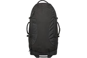 Mountain Warehouse Grand Sac à Dos Holdall à roulettes Voyager 50L - Sangles de Compression, Bretelles, Poignée de Portage - Idéal pour Voyager Noir Taille Unique