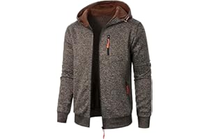 XCXC Herren Kapuzenjacke mit Reißverschluss Männer Jacke Strickjacke mit Brusttasche und Seitentaschen Trainingsjacke Freizeitjacke Übergangsjacke für Herbst Winter Alltag