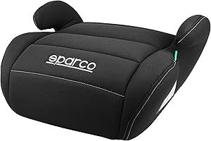 Sparco Alzador Infantil de Asiento de Coche Negro i-Size para Niños y Niñas. Homologado ECE R129/03 125-150 cm. Con funda lavable de 3 cm. Fabricado en ABS de Alta Resistencia