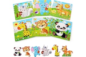 BelleStyle Puzzle en Bois, Jouets Montessori Enfant 2 3 4 5 Ans, Jeux Educatif, Animaux Jigsaw Puzzle à Encastrements Jeu Apprentissage pour Enfant Tout-Petits Garçons Filles 2-5 Ans, 6x9 Pièces