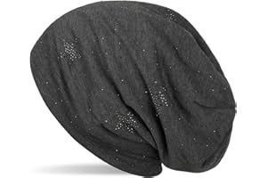 styleBREAKER Beanie Mütze mit Strass Sterne und All Over Strasssteine, Slouch Longbeanie, Damen 04024116