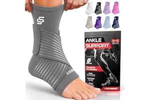 SS SLEEVE STARS Sleeve Stars Ankle Brace for Sprained Ankle, Plantar Fasciitis Relief Ankle Support for Women, Ankle Compression Sleeve w/Strap (1, Gray, One Size)