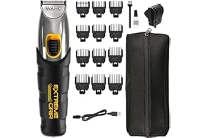 Wahl Recortadora de barba Extreme Grip, para hombres, incipiente, sin cable, set de aseo de barba para hombres, cuchillas de corte de precisión