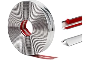 ZOWZOW 2cm Wall Moulding Trim, 6M Peel and Stick L Shape Self Adhesive Corner & Edge Protector Trim, Silver Trim for Wall Ceiling Furniture Countertop Frame