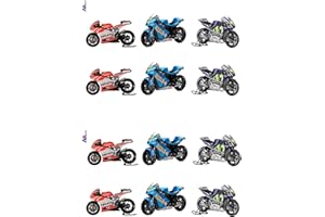 AK GIFTSHOP Moto GP Motorbikes Ducati Suzuki Yamaha Mix 12 Edible Wafer Cup Cake Toppers Decorations by AKGifts