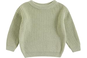 MAHUAOYIXI Baby Jungen Mädchen Herbst Pullover Einfarbige Strickpullover Langarm Rundhalsausschnitt Pullover Baby Jungen Mädchen Warm Winter Strickwaren Baby Pullover Tops