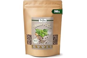 Biojoy Poivre blanc en grains BIO (500 g), Graines de Poivre blanc pour moulin, sans additifs (Piper nigrum L.)
