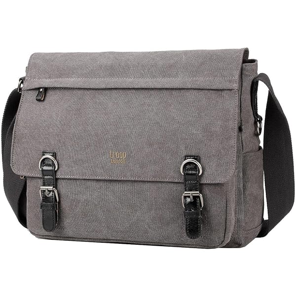 TRP0443 Troop London Heritage Canvas Leather Messenger Bag, Travel 