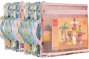 LUWEESTO Colored Mesh Zipper Pouch Bags, 10pcs A4 Double-Layer Nylon Puzzle Building Block Sets Toy Storage & Organization, Breathable See Through Zipper Pouch with Handle Pocket for School Office Games