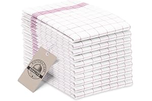 ZOLLNER 10 Strofinacci - canovacci in cotone 50x70 cm - burrazzi da cucina assorbenti e resistenti - a quadretti bianchi e rossi - lavabili a 95°C - qualità gastronomica - certificato OEKO-TEX (R)