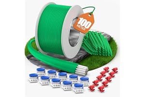 COZCLAM 100m Universal Begrenzungskabel Mähroboter mit 50 Erdspieße + 10 Kabelverbinder + 10 Anschlussklemmen, Rasenroboter Zubehör Set mit Begrenzungsdraht, Kompatibel mit Gardena/Bosch/Worx