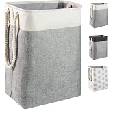 BrilliantJo Large Laundry Basket 78 L Foldable Laundry Hamper with Rope Handles Storage Container Suitable for Bedroom Laundry Room Bathroom 60 x 42 x 31 cm Beige + Grey