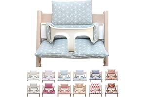 ‎BLAUSBERG Blausberg Baby - Sitzkissen Set kompatibel mit Tripp Trapp® Stokke Hochstuhl Sitzkissen ABWASCHBAR Öko-Tex Baumwolle, 6 cm Sitzpolster nutzbar mit Baby Set & Holzbügel & Tray Table - Happy Star Grün