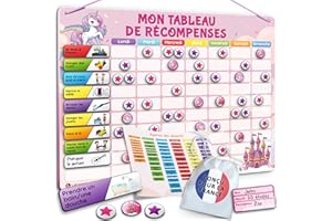 LIKARTO Tableau de Récompenses pour Enfants - Tableau magnétique avec de Nombreuses tâches et 280 aimants - Encourager Les Bons comportements - Calendrier Éducatif pour Enfant - Rose