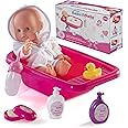 Prextex 8-pc Baby Doll Bath Set with Doll, Crib-shaped Bathtub, Robe Bath Toys Accessories - Baby Dalia Dolls Bathing Gift Toy Alive-like Set for Boys and Girls 3+ Excellent Stocking Fillers!