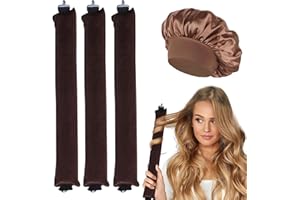 MPXEAVG 3 Pcs Heatless Hair Curlers, Boucles Sans Chaleur, Boudin Cheveux Boucle Sans Chaleur, Boucles de Nuit avec Crochets, avec Bonnet Satin, pour Divers Types de Cheveux, Cheveux Longs et Courts