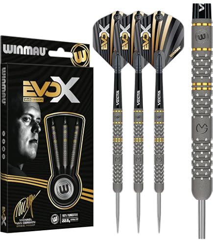 WINMAU Michael Van Gerwen MvG Vantage Tungsten Steeltip Darts Set