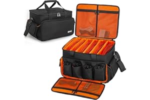 OUUTMEE Borsa da DJ Cable File Bag, divisori regolabili e due tasche separate, 30 x 20 x 20 cm, per attrezzature DJ professionali, strumenti musicali e accessori, Nero , S 40*28*30CM, cinghia