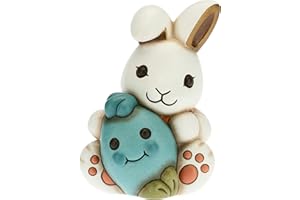 THUN - Coniglio Joy amorevole con Uovo Azzurro - Soprammobili - Idea Regalo - Linea Color Your Easter - Ceramica - 10x9,4x13 h cm