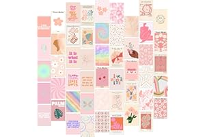 FARDES Blush Pink Room Decor Cute Prints for Teen Girls Bedroom, 50pcs Pink Wall Collage Kit Aesthetic Pictures, Danish Pastel Room Decor, Teen Girls Cute Wall Decor, Preppy Room Decor for Bedroom Aesthetic