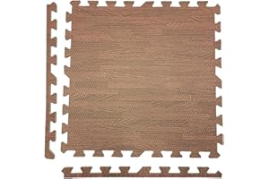 ARTERRA LIVING Arterra Interlock Foam Floor Mats – 60 x 60cm Floor Gym Mats – Exercise Foam Play Mat, Eva Foam Rubber Tiles, Idea for Home, Sport, Fitness, Exercise (Dark Wood Brown, 28 Tiles (112 square feet))