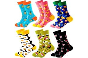 ASYBHYY Calcetines Divertidos Estampados Hombre, Calcetines Algodón Fantasia Mujer Media Colores Hecho Graciosos de Pareja Unisex - Pack 6 Pares