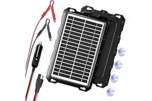 POWOXI Solar Battery Charger 12 Volt 10W Solar Panel Kit for Car, Boat, RV, Trailer, Motorcycle, Marine, Automotive, Powersports, Snowmobile, etc.