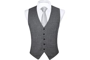 FAIMO Men's Waistcoat Solid Tweed Waistcoat Vest with Pockets,Suit Vest for Formal Wear,Working,Wedding