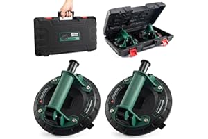 LOOHAOC 2er-8"Vakuum-Saugnäpfe für Glas, Hochleistungs-Saugnapf-Heber mit starker Saugkraft Fliesen-Saugnapf-Werkzeug zum Anheben großer Granitplatten(150kg)